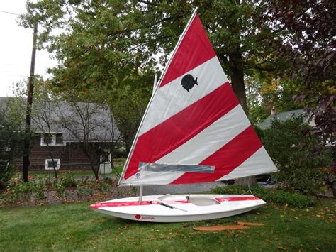 Up until that time, they were plywood with spruce spars and originally, ten-panelled cotton sails. . Sunfish sailboats for sale